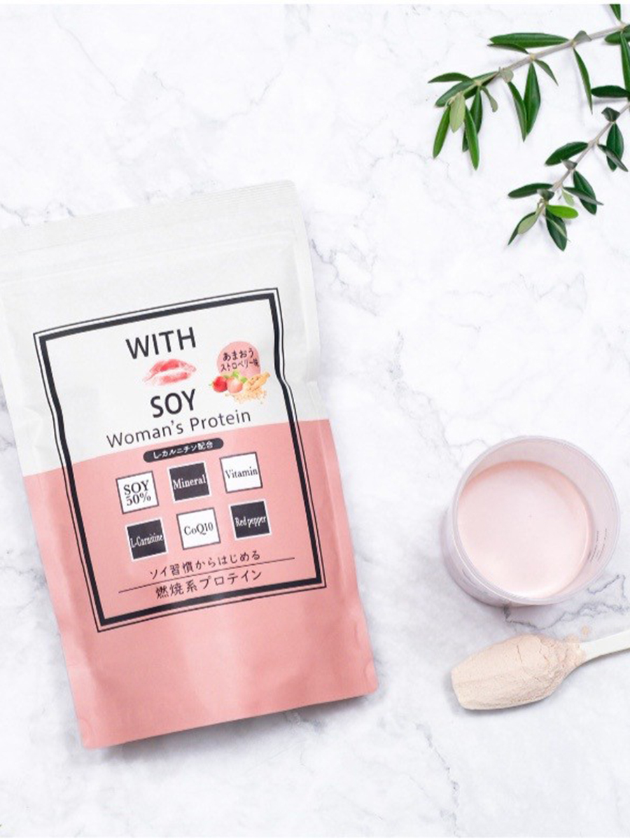 WITH SOY Woman's Protein ストロベリー味（美容ソイプロテイン